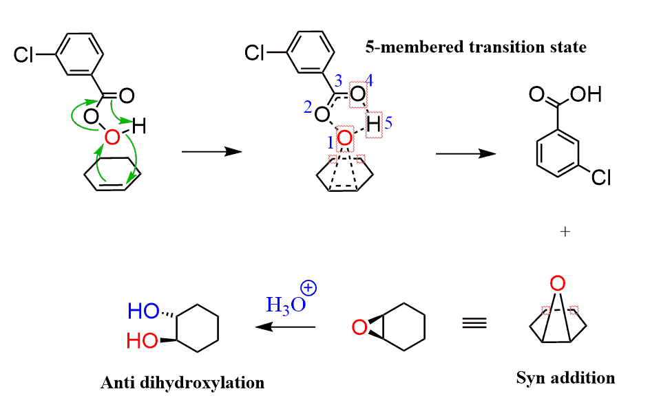 MCPBA epoxidation trans diol formation mechanism
