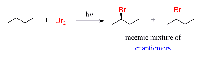 butane radical bromination racemic mixture of enantiomers