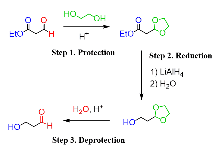 reduce ester in presence of aldehyde with lialh4 steps