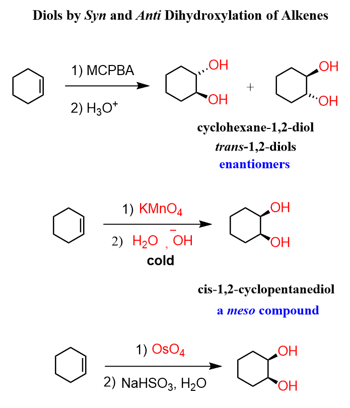 Diols by Syn and Anti Dihydroxylation of Alkenes