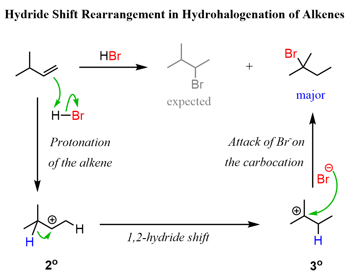 Hydride Shift Rearrangement in Hydrohalogenation of Alkenes with HCl HBr HI
