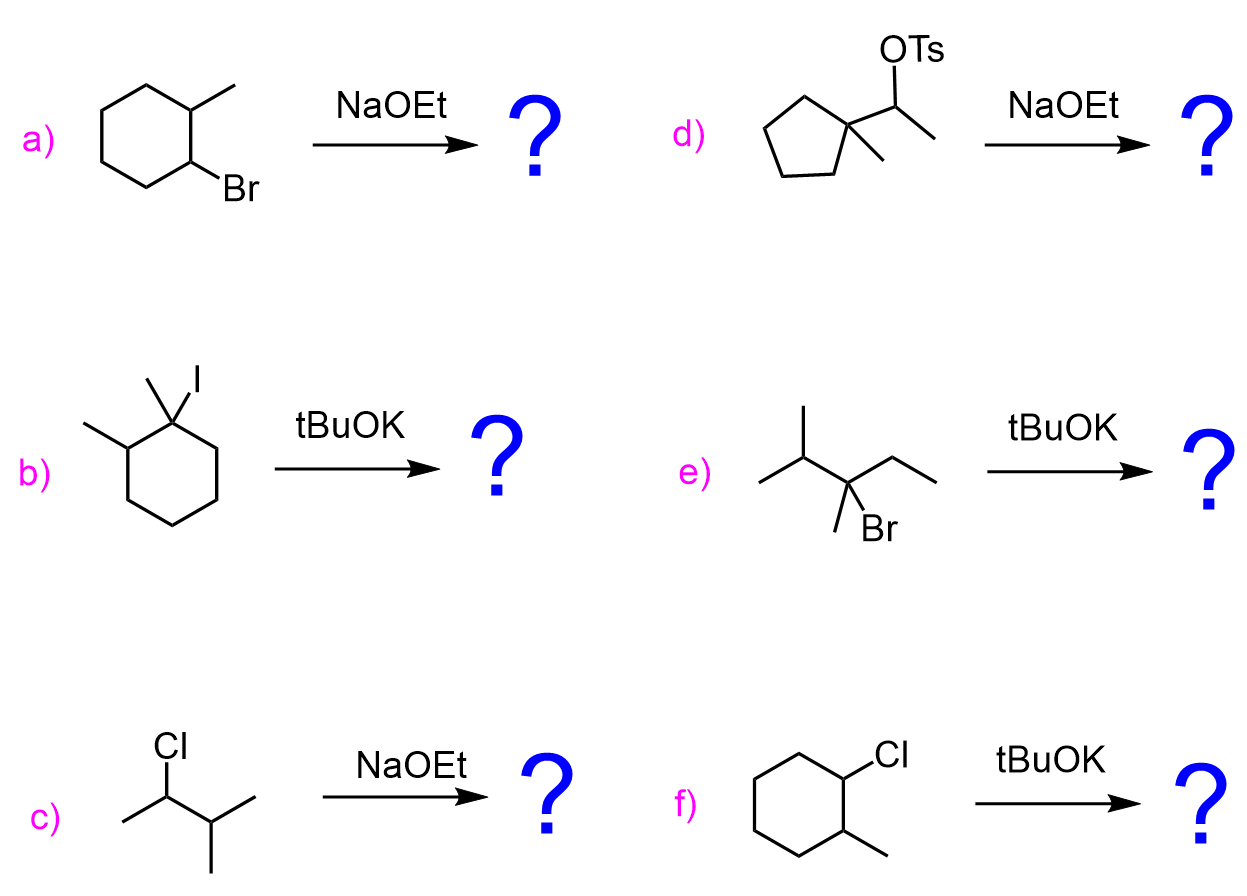 tBuOK Major product in E2 elimination Reaction Zaitsev