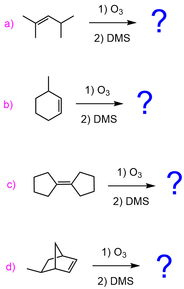 Ozonolysis practice problems