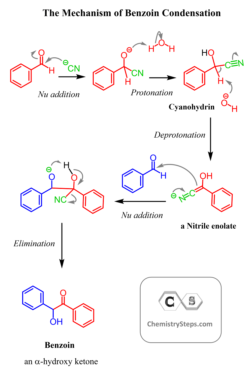 Benzoin condensation mechanism