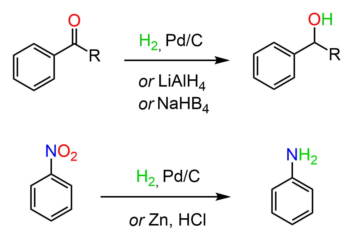 nitro benzene and aryl ketone reduction