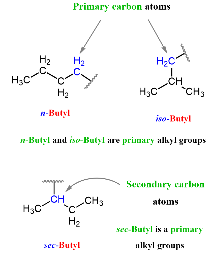 primary secondary alkyl groups